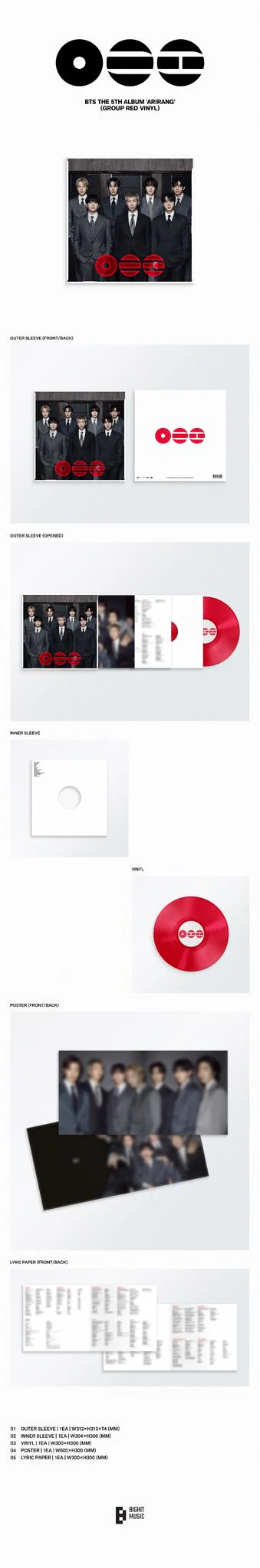 BTS 5th Album 'ARIRANG' (Group Ver.) - BTS [Colour Vinyl]