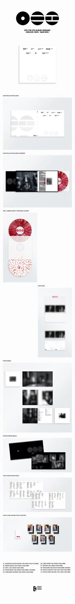 BTS 5th Album ‘ARIRANG’ (Deluxe B&W Vers.) - BTS [Colour Vinyl]