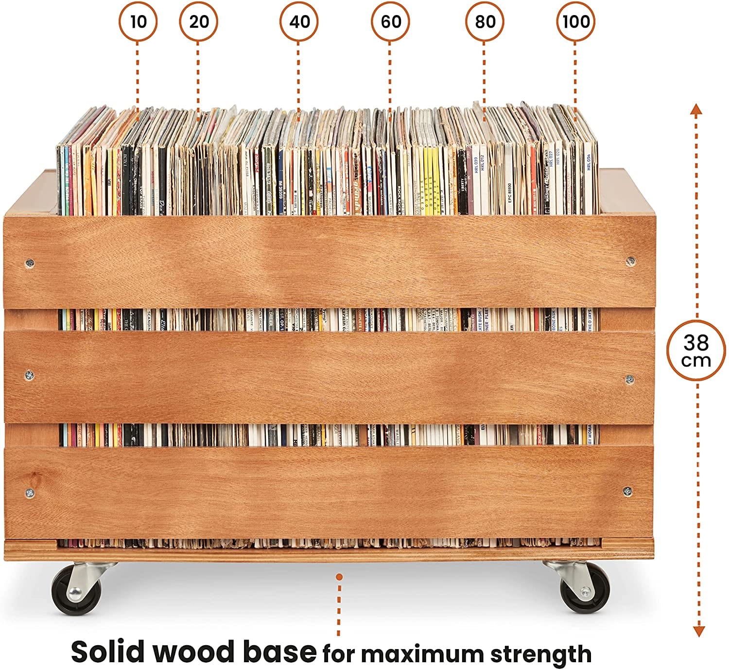 Legend Vinyl Wooden Vinyl Record Storage Crate on Wheels [Accessories] - Image 4