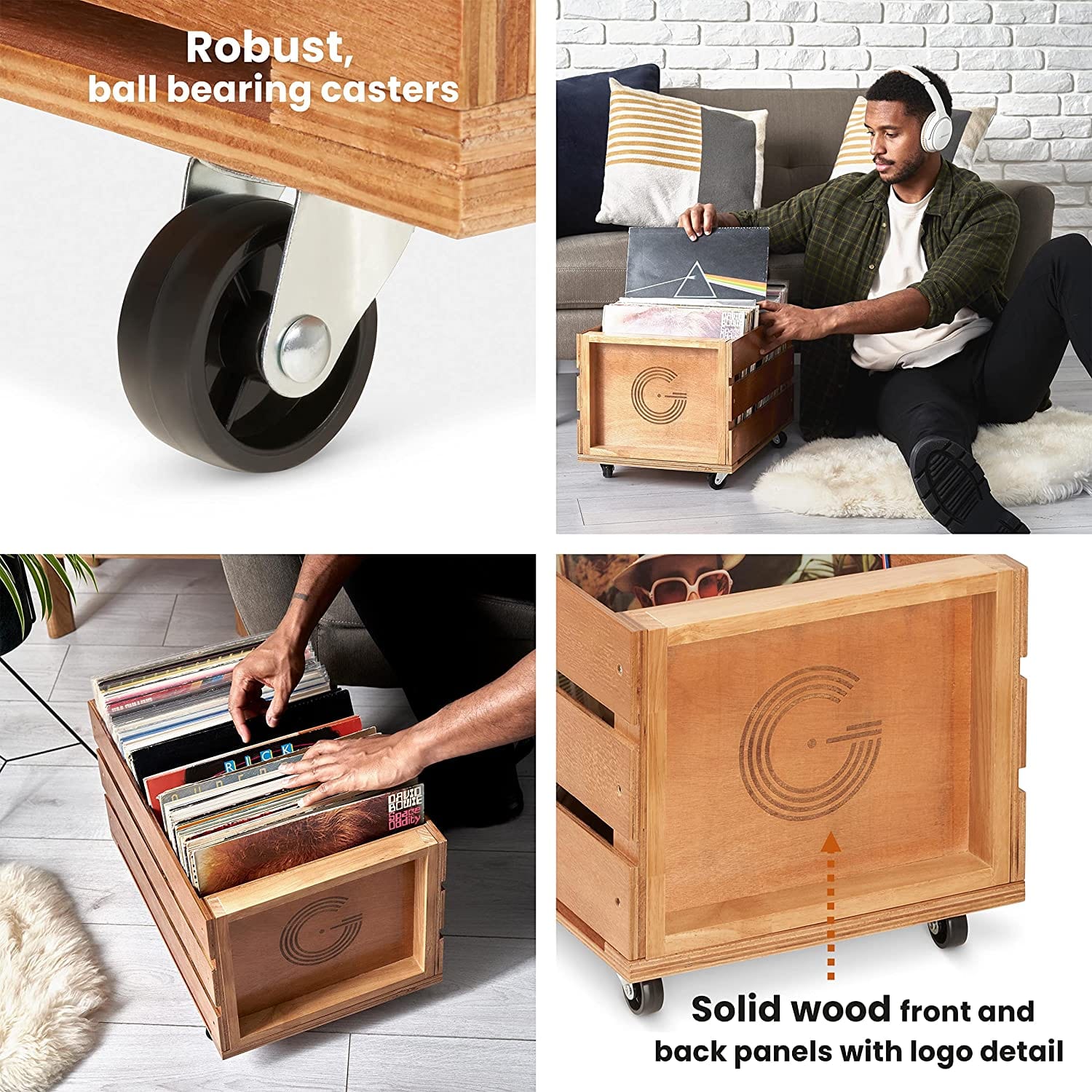 Legend Vinyl Wooden Vinyl Record Storage Crate on Wheels [Accessories] - Image 5