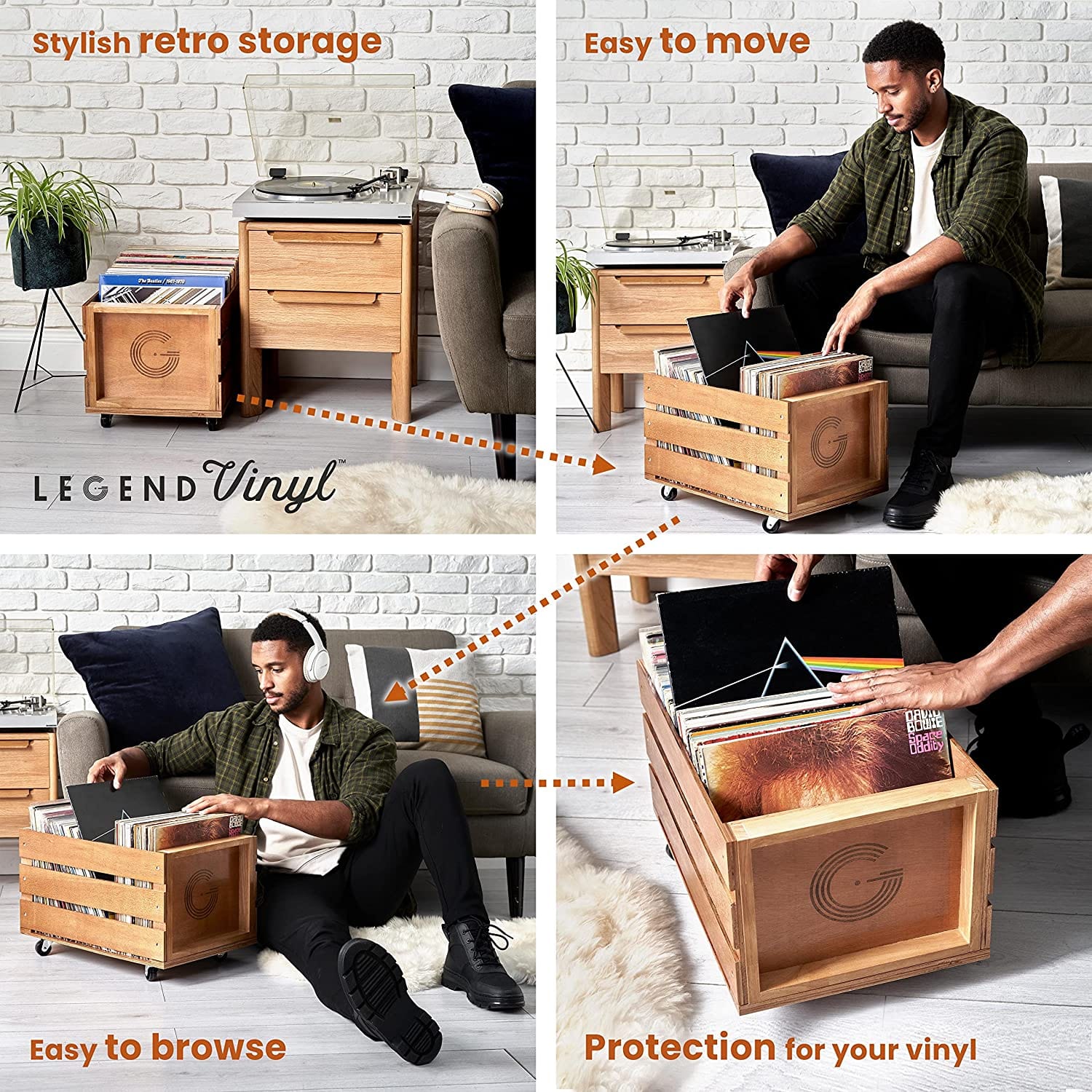 Legend Vinyl Wooden Vinyl Record Storage Crate on Wheels [Accessories] - Image 7
