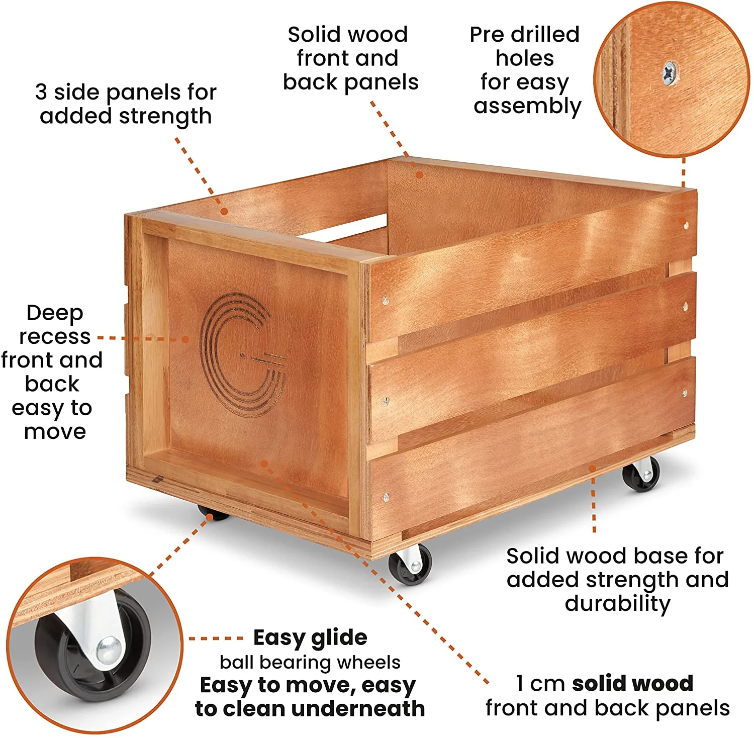 Legend Vinyl Wooden Vinyl Record Storage Crate on Wheels [Accessories] - Image 8