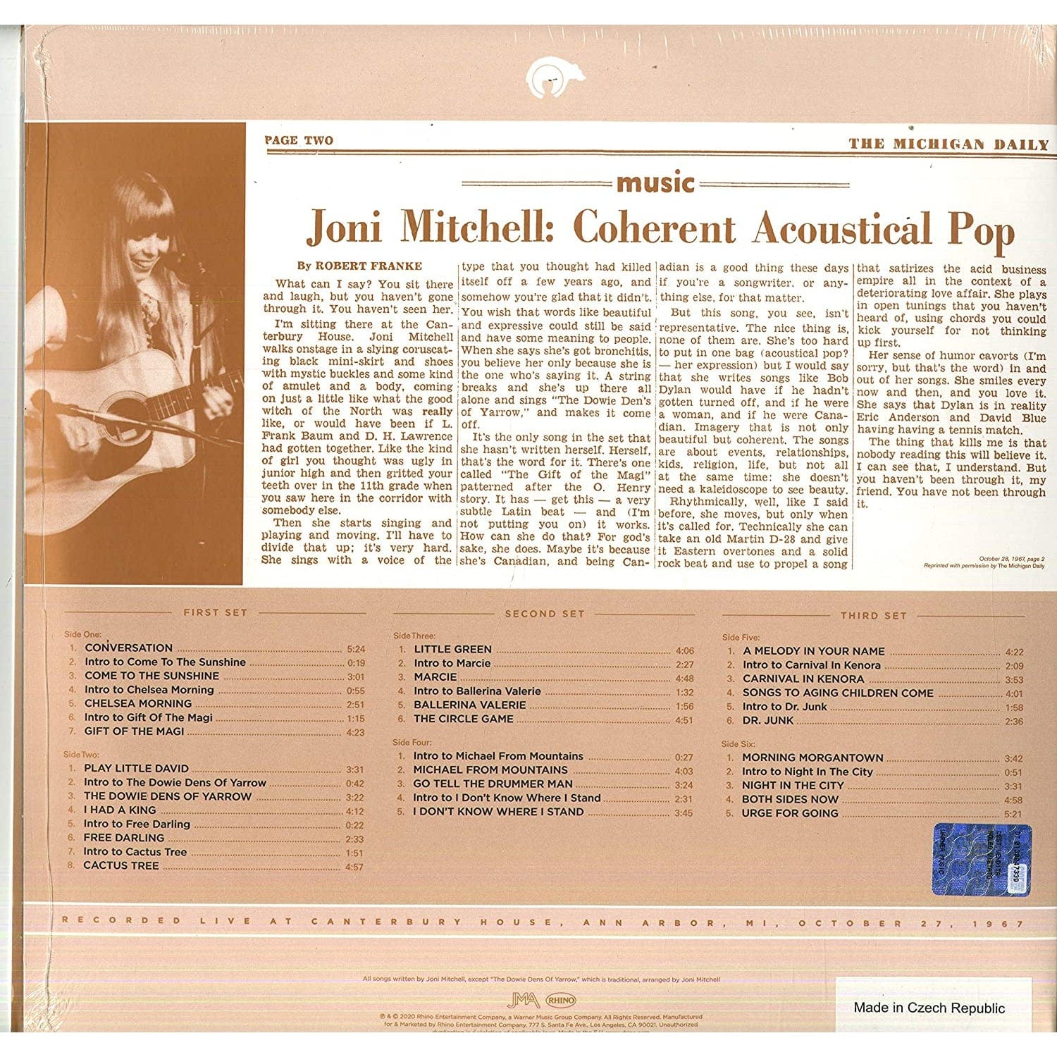 Live at Canterbury House – 1967 - Joni Mitchell [VINYL] - Image 2