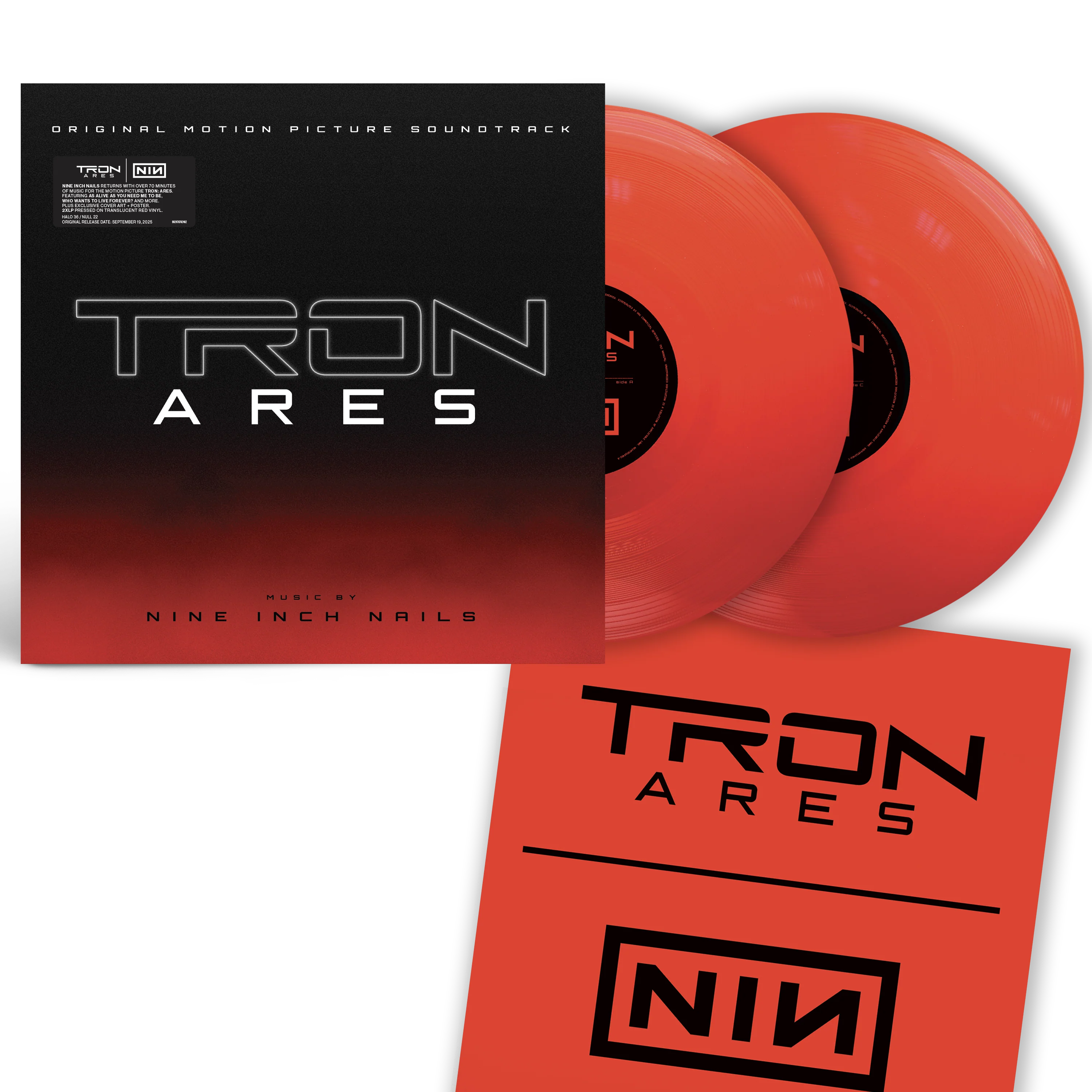 Tron: Ares Soundtrack (Transparent Red Edition + Alt Cover + Poster) - Nine Inch Nails [Colour Vinyl]