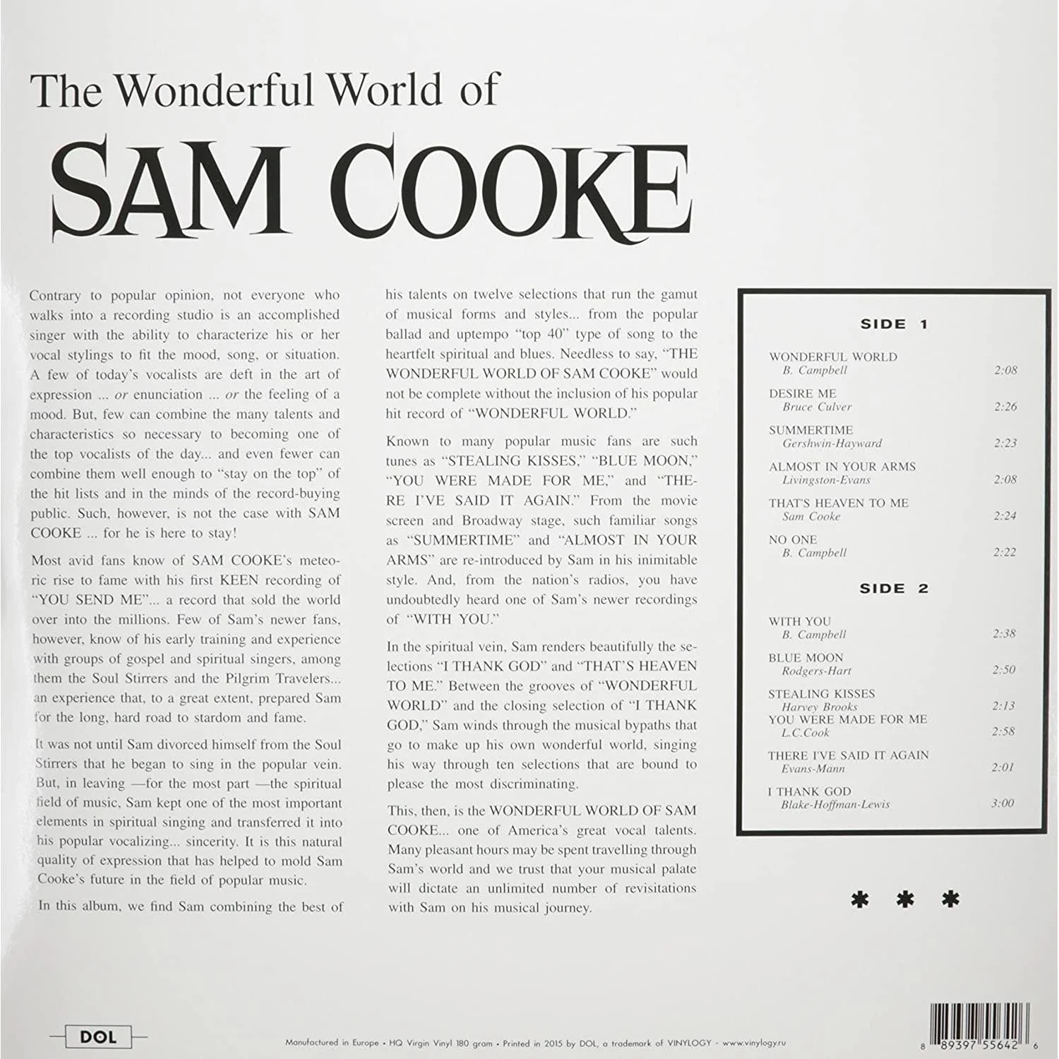 The Wonderful World of Sam Cooke - Sam Cooke [VINYL] - Image 2